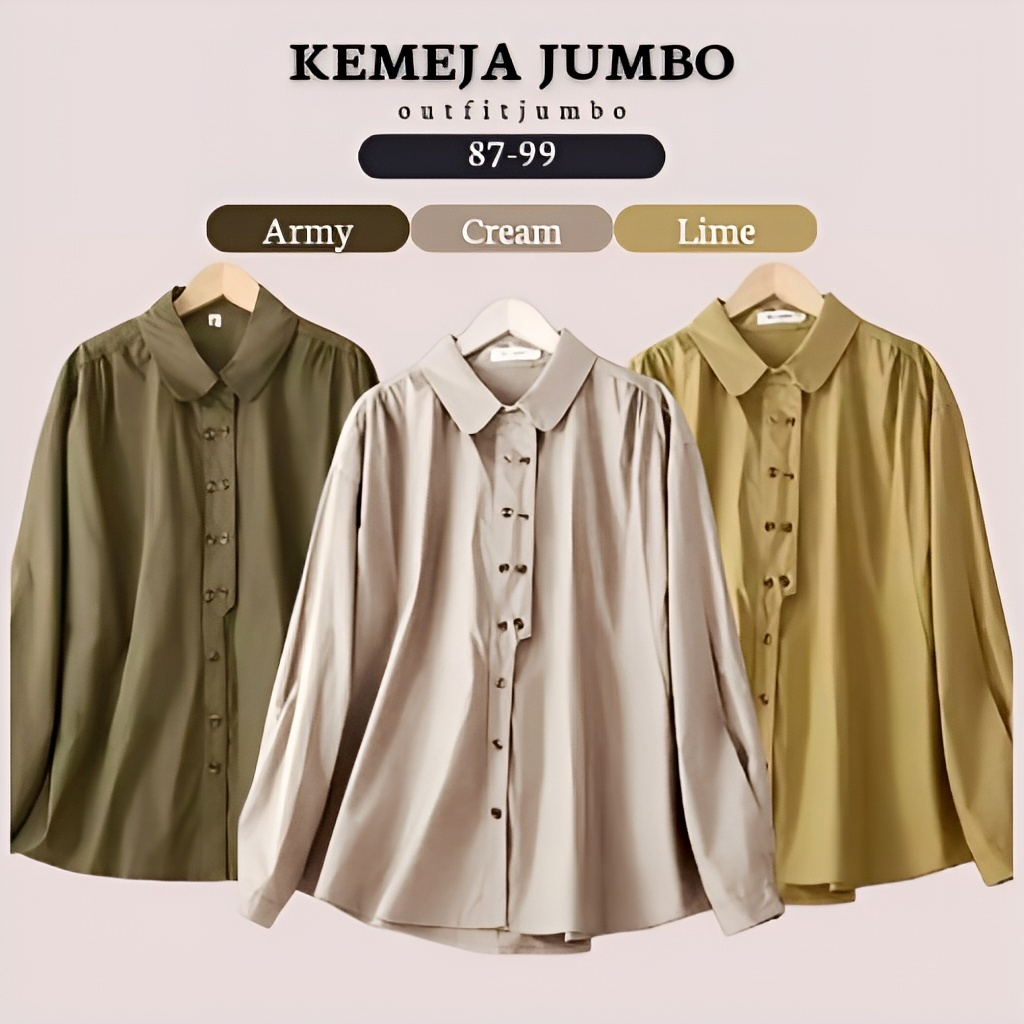 Minda Kemeja Kerja Wanita S M L XL XXL XXL 2XL 3XL 4XL 5L - Kemeja Jumbo Wanita Ld. 110 120 130 140 
