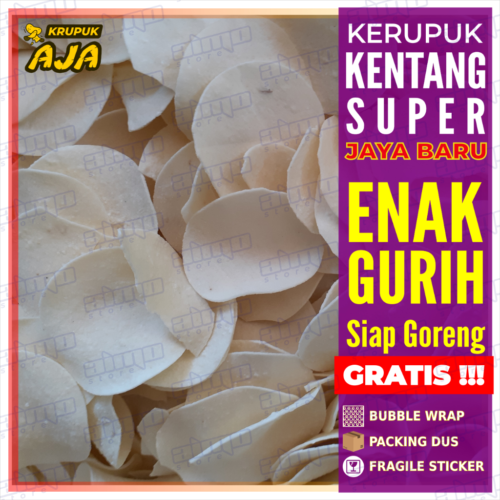 KERUPUK KENTANG PUTIH SUPER Jaya Baru Krupuk Potato Rasa Enak Renyah Gurih Mentah Siap Goreng 200 gr