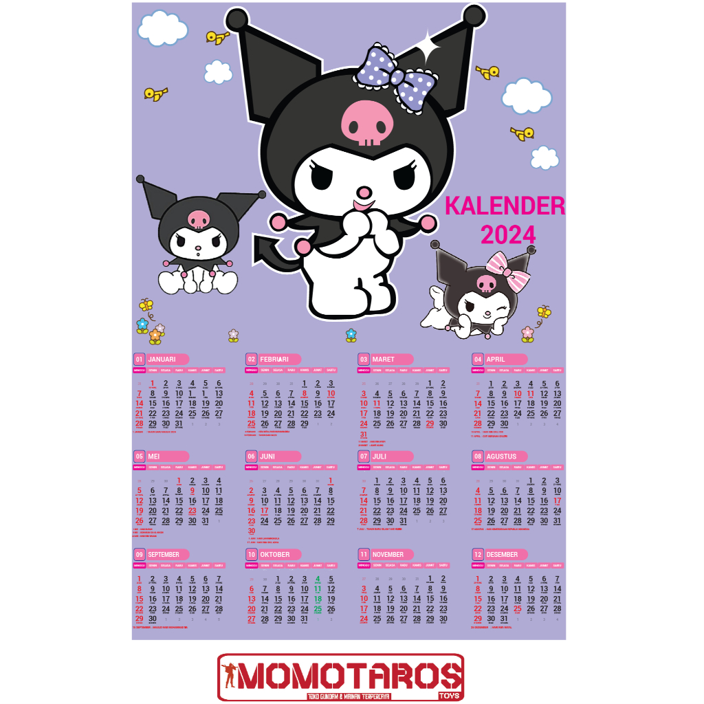 

Calender Dinding 2024 Character Sanrio 1 pc