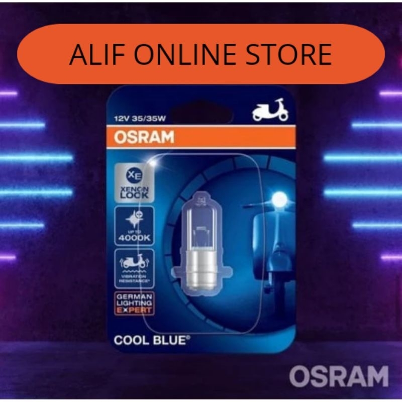 OSRAM cool Blue H6 Lampu depan Halogen Motor Bebek Matic 12V kaki 1 25 watt 35 watt