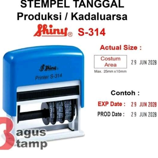 

Stempel Tanggal Shiny S-314 S314 Self Ink Phrases Dater Stamp Custom