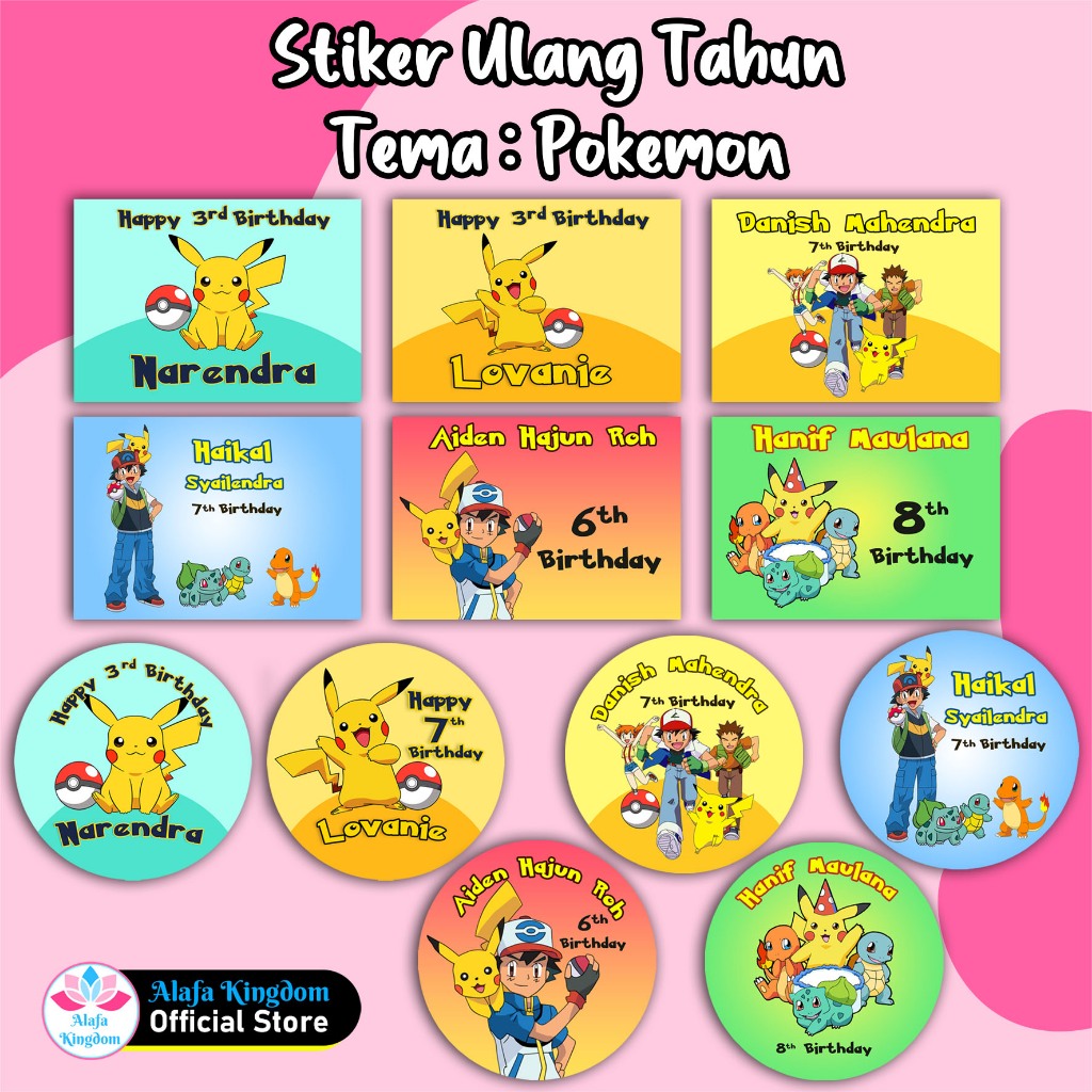 

alafakingdom Stiker Ulang Tahun Pokemon