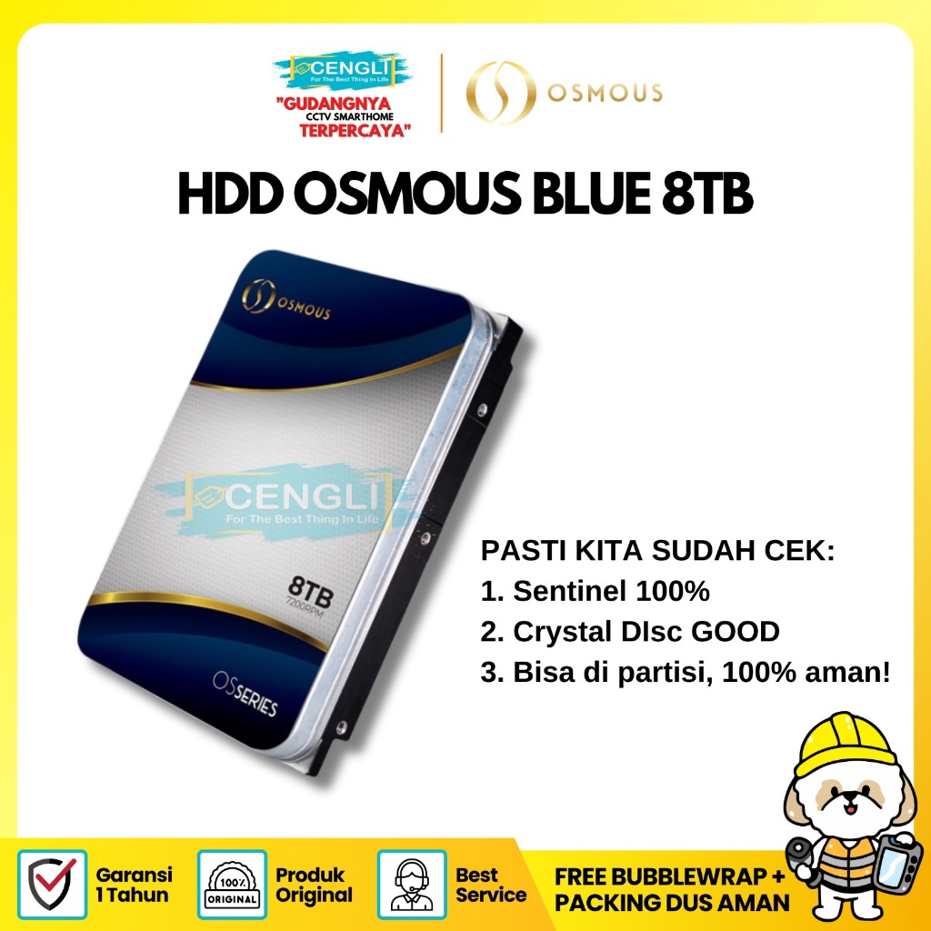 Hardisk Hdd 8TB Osmous Blue Internal Sata 3.5" Hdd Cctv Hdd Karaoke