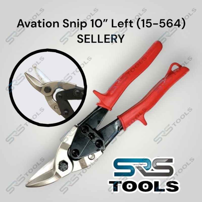 SELLERY Gunting Baja Ringan Hollow Seng Plat Bengkok Kiri 10 Inch / Aviation Snip 10" Left Merah