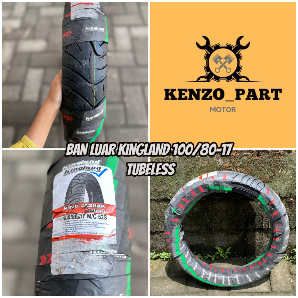 BAN LUAR MOTOR RING 17 KINGLAND 100/80-17 TUBELESS || BAN LUAR MOTOR BEBEK RING 17 KINGLAND 100/80-1