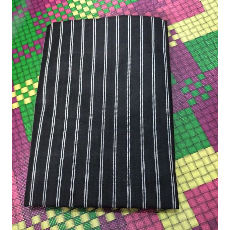 Kain Hitam Strip 2 Garis Putih