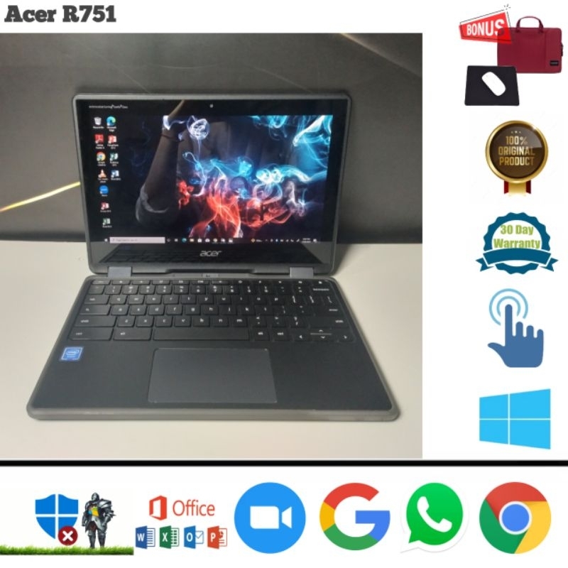 Laptop Acer R751 Intel N3450 Ram 4gb SSD 32+128 SD Card Windows 10 - Touchscreen