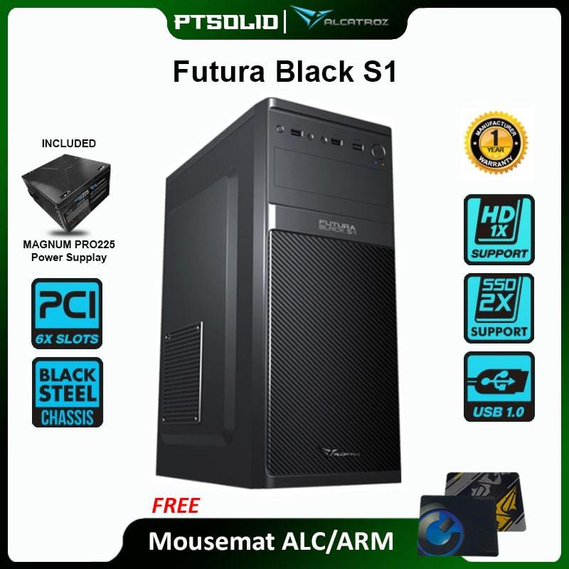 Casing PC Alcatroz Futura Black S1 Case Full ATX + Power Supply
