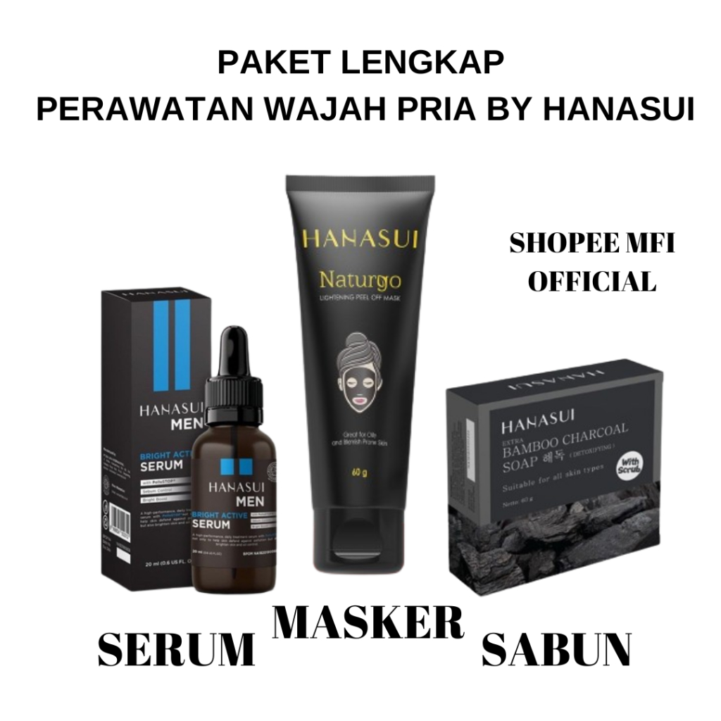 MFI - HANASUI PAKET PERAWATAN WAJAH & KULIT PRIA | HANASUI NATURGO TUBE MASKER + HANASUI SERUM MEN +