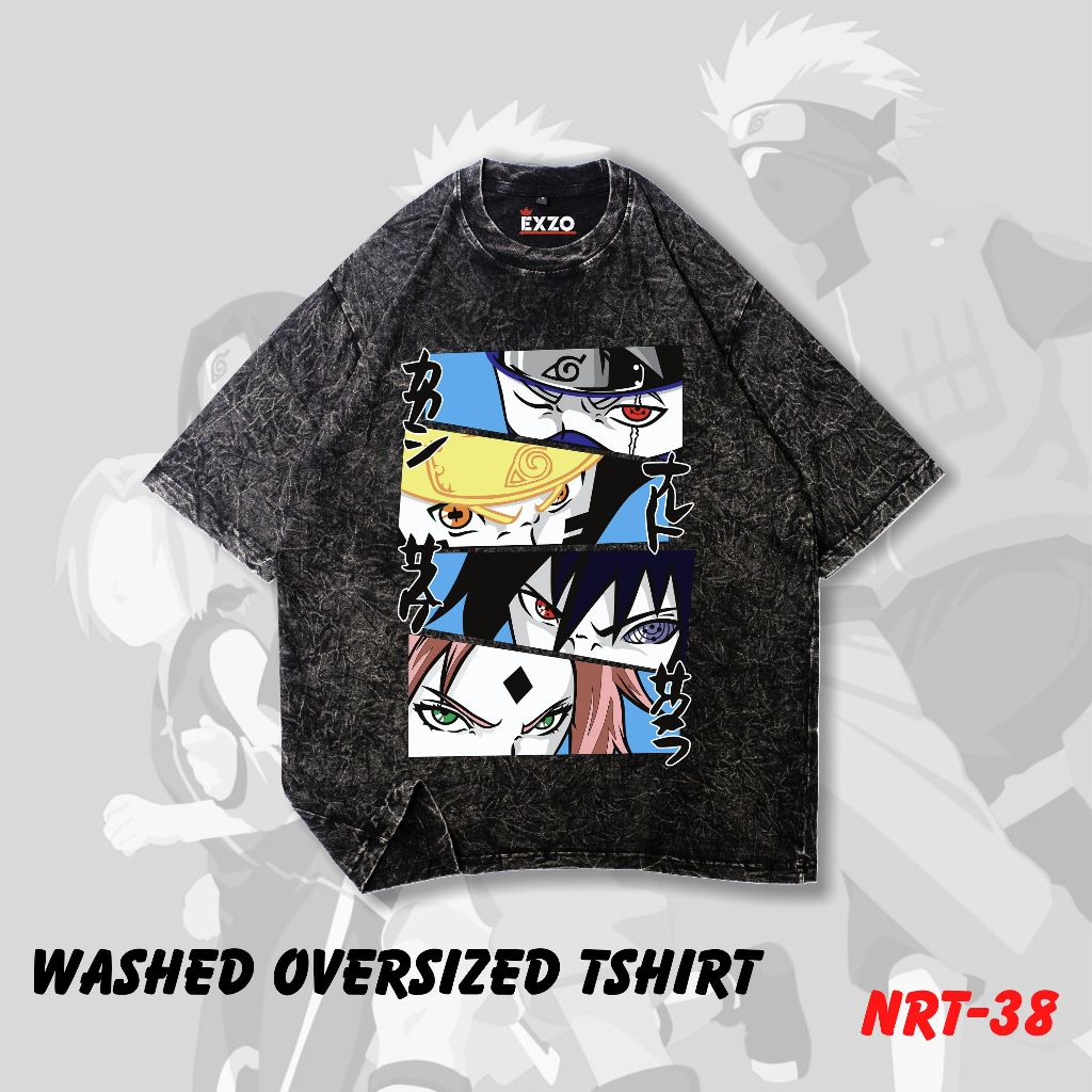 EXZO kaos ANIME NARUTO  washED oversize / SLIMFIT  kaos ANIME NARUTO streetwear skena unisex
