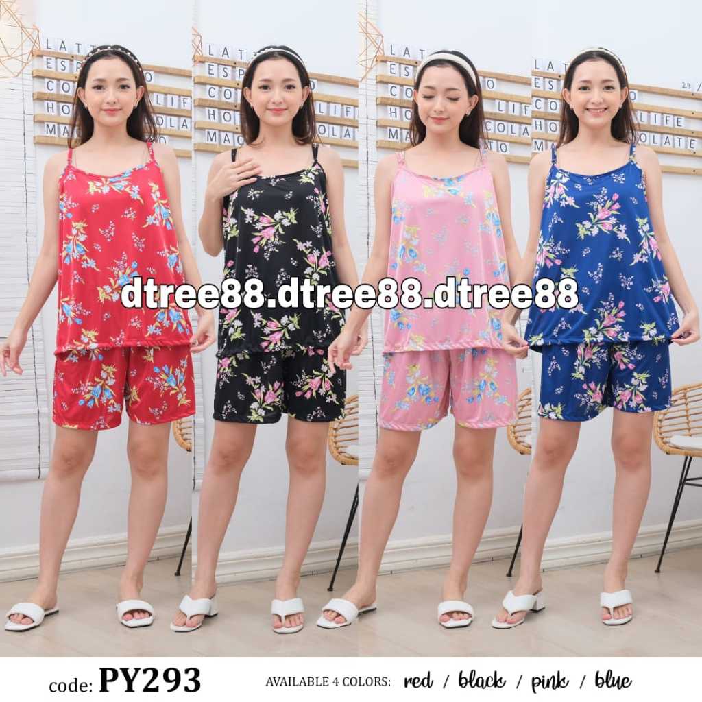 Dtree . Setelan Tank Top wanita jumbo motif bunga  / setelan kensi import (293)