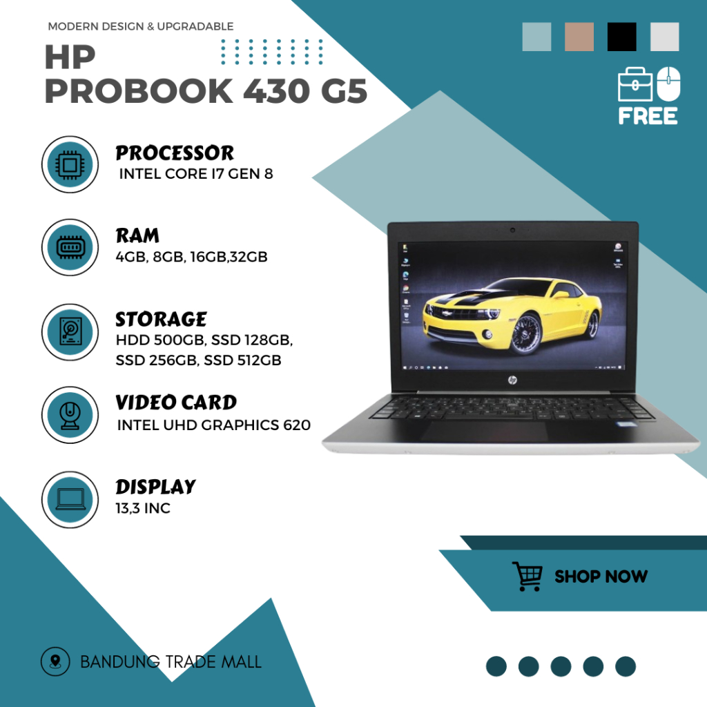 Laptop Gaming HP Probook 430 G5 Core i7 Gent 8 TOUCHSCREEN Ram 16GB SSD 512GB MULUS / BERGARANSI