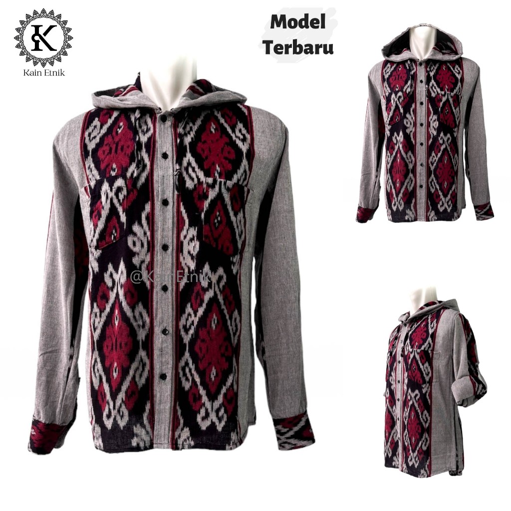 Kemeja Hoodie Tenun / Hoodie Kemeja Tenun - Kain Etnik