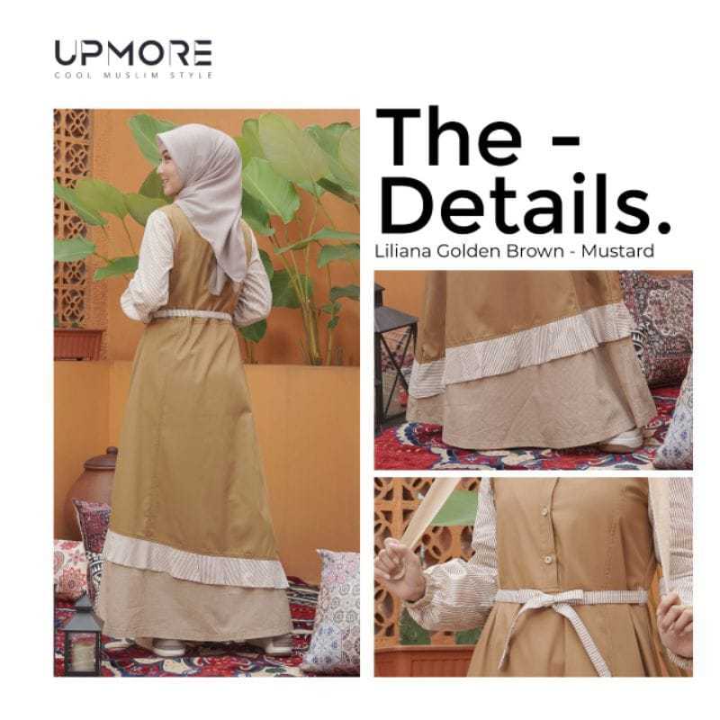 BAJU GAMIS MUTIF LILIANA GOLDEN BROWN MUSTARD