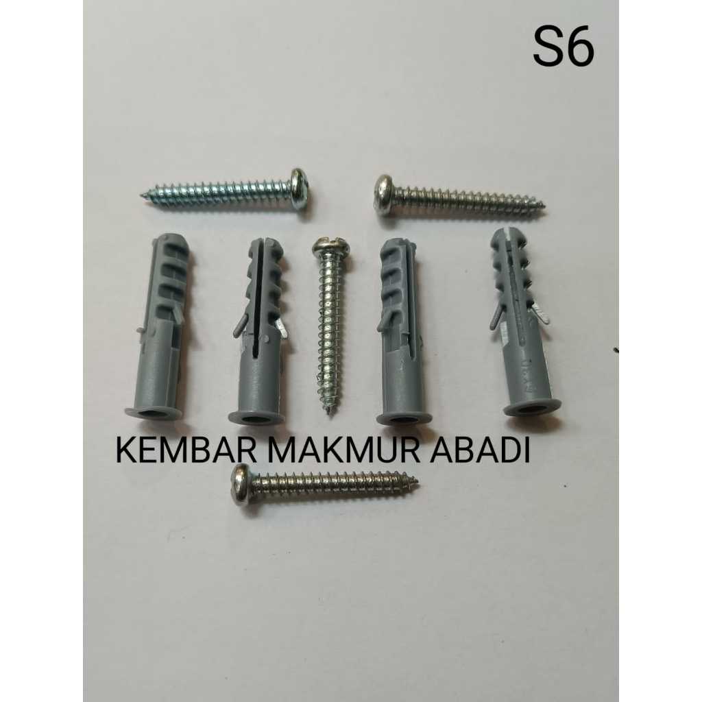 Fiser S6,S8,S10+Sekrup Baut 100Set Housing Bor Tembok Gantungan Tembok