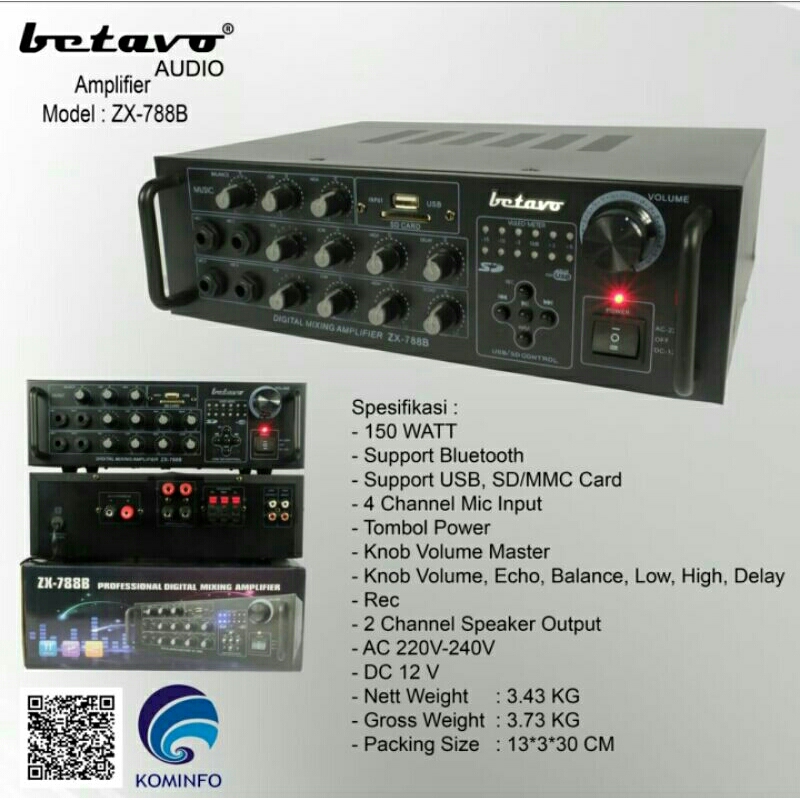 Amplifier Karaoke BETAVO ZX-788B Bluetooth
