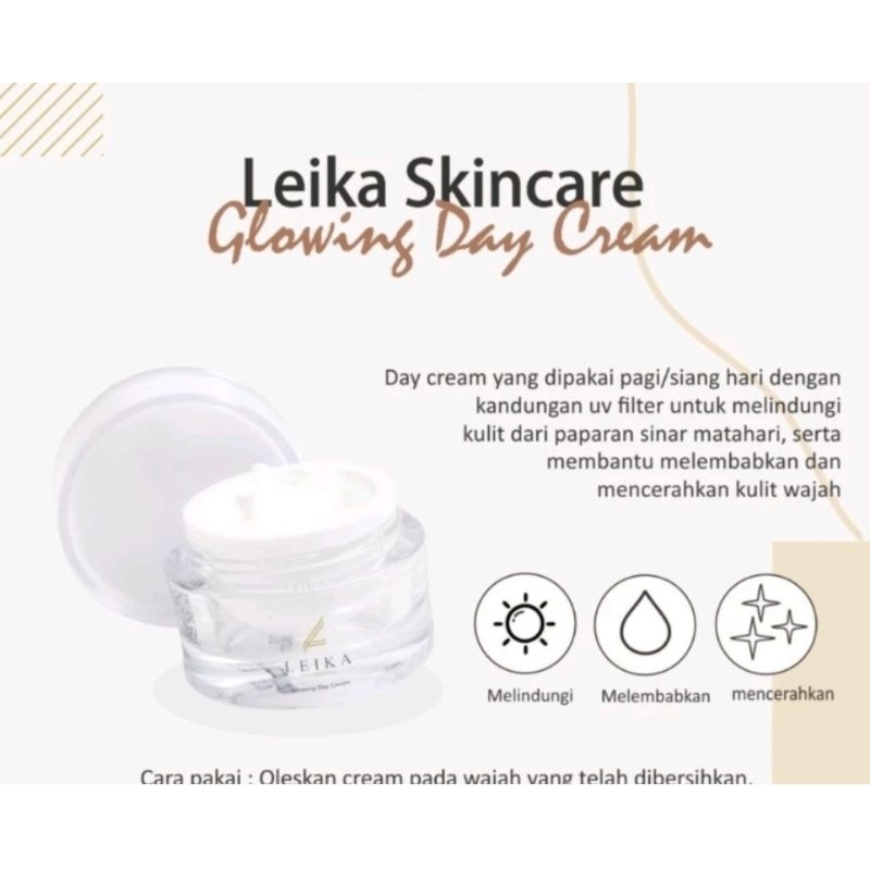 Leika Skincare Glowing Day Cream BPOM& Halal MUI Krim Jerawat dan Bekas Jerawat Hitam Bopeng