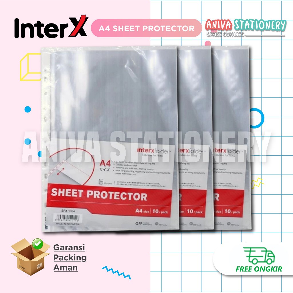 

INTERX SHEET PROTECTOR A4 PP POCKETS PELINDUNG FILE PLASTIK BINDER