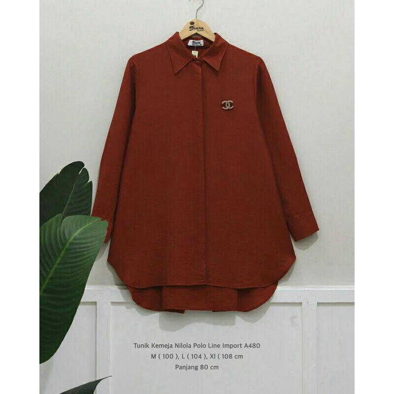 Tunik kemeja nilola polosBahan polo linen import 
Ukuran m l xl Ld 100 104 110 panjang 140
ECER 135
