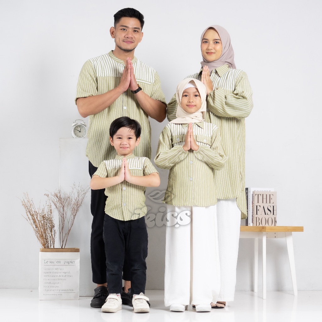 Baju Sarimbit Keluarga Motif Salur  Koko Kurta Couple Keluarga  Baju Couple Keluarga Muslim Couple