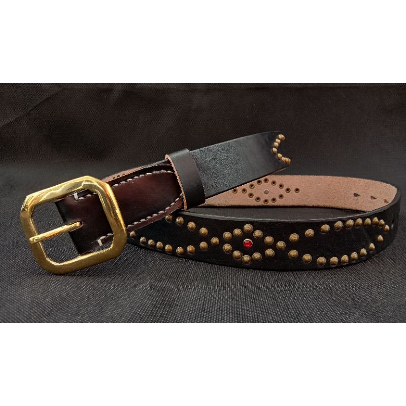 ikat pinggang kulit asli denim handmade