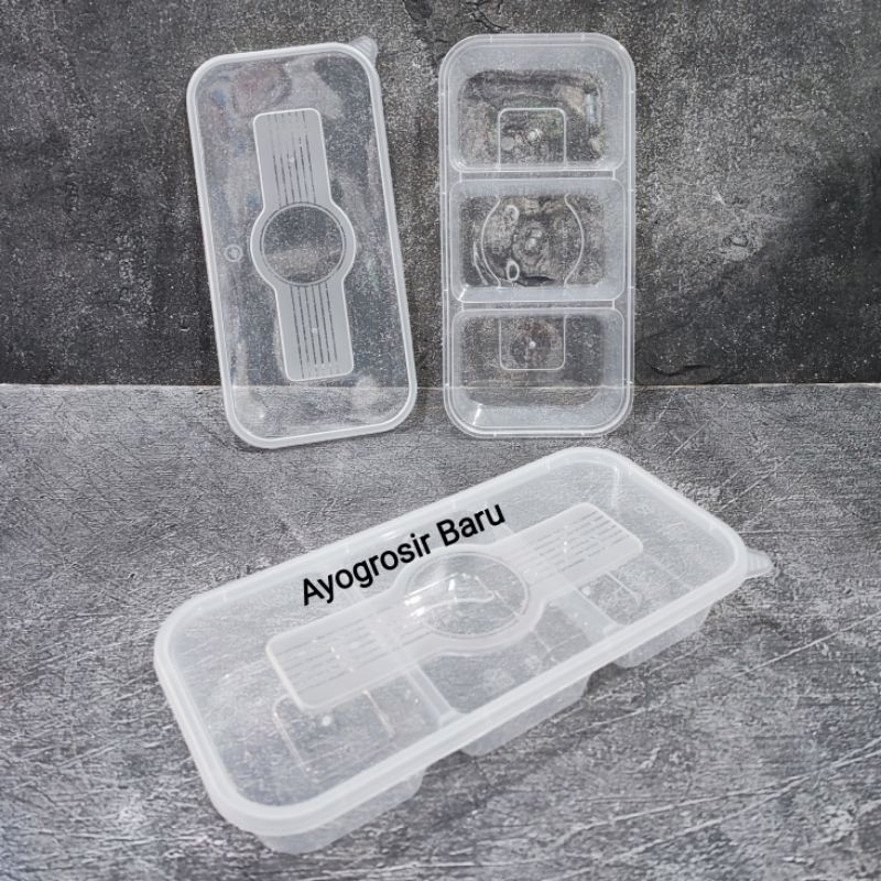 Thinwall Sekat 3 Rectangle 750 ml RL 3 Kotak Makan Microwave