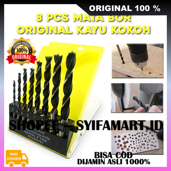 8 pcs Mata Bor Kayu Mata Bor Besi Mata Bor Set 8 in 1 Kokoh 100% ORIGINAL