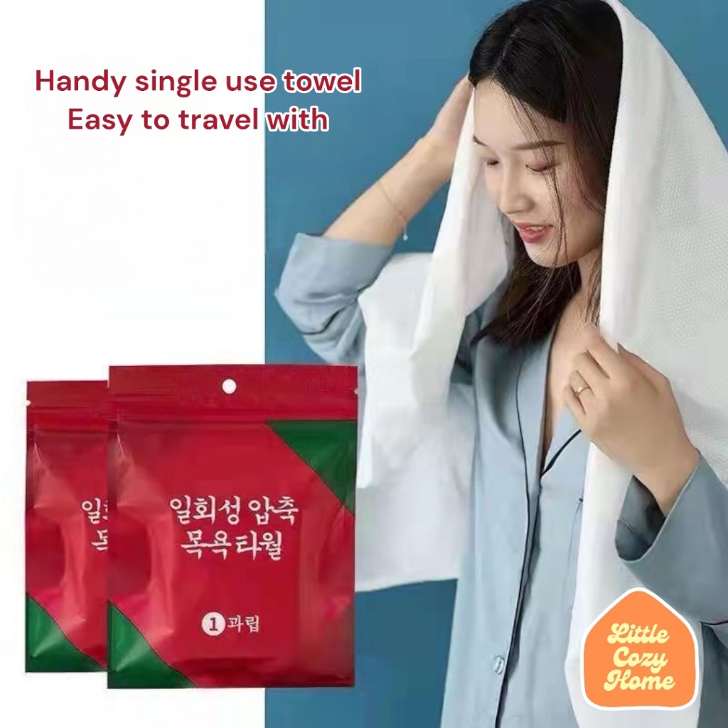 Korean Disposable Travel Towel Handuk Mandi Muka / Sekali Pakai Tablet Mini Kompress Tissue Handuk Portable / Ukuran Besar Lap Mengembang Ukuran 70 140 cm Compressed