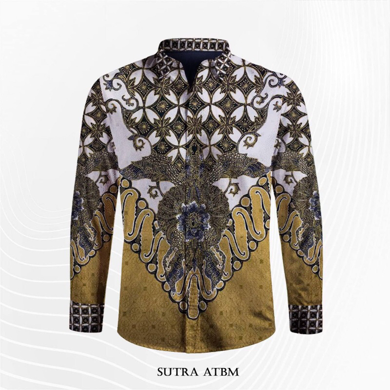 Bahan batik tulis sutra atbm baron tulis asli premium kemeja batik pria lengan panjang