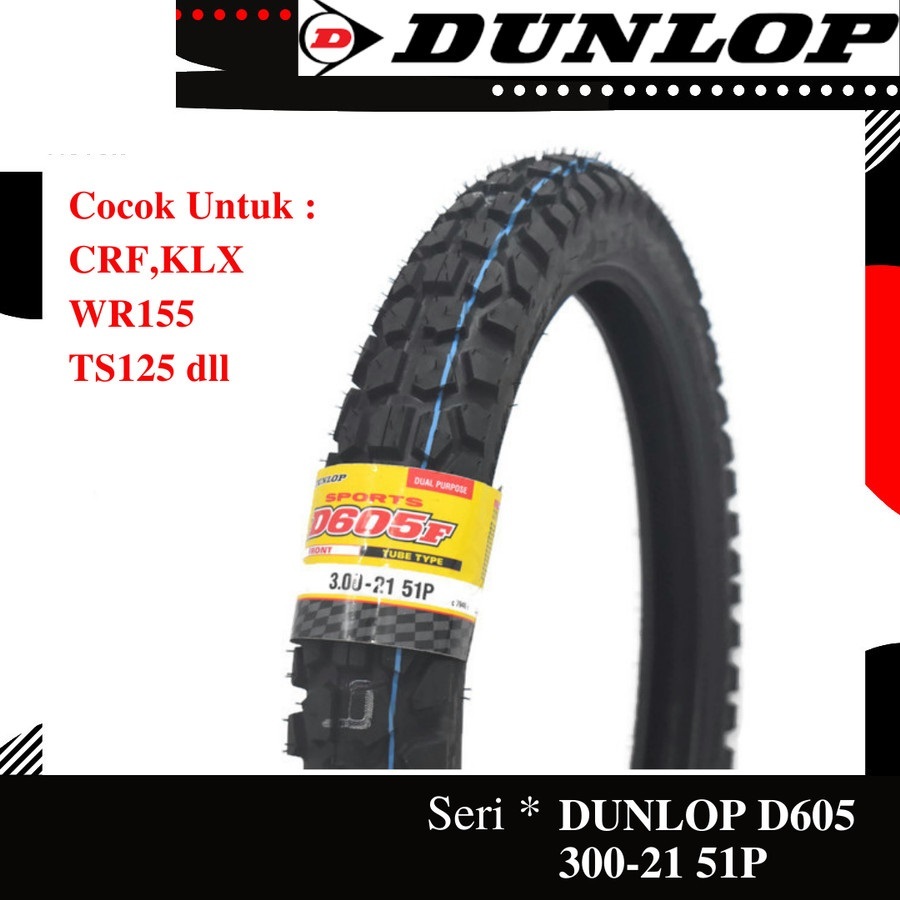 DUNLOP D 605 D605 300,410,460-18 Ban Motor Trail Cross Adventure Rally