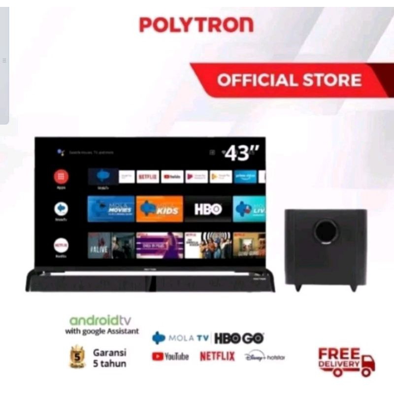 POLYTRON LED TV 43 INCH SOUNDBAR ANDROID TV PLD 43BAG9953