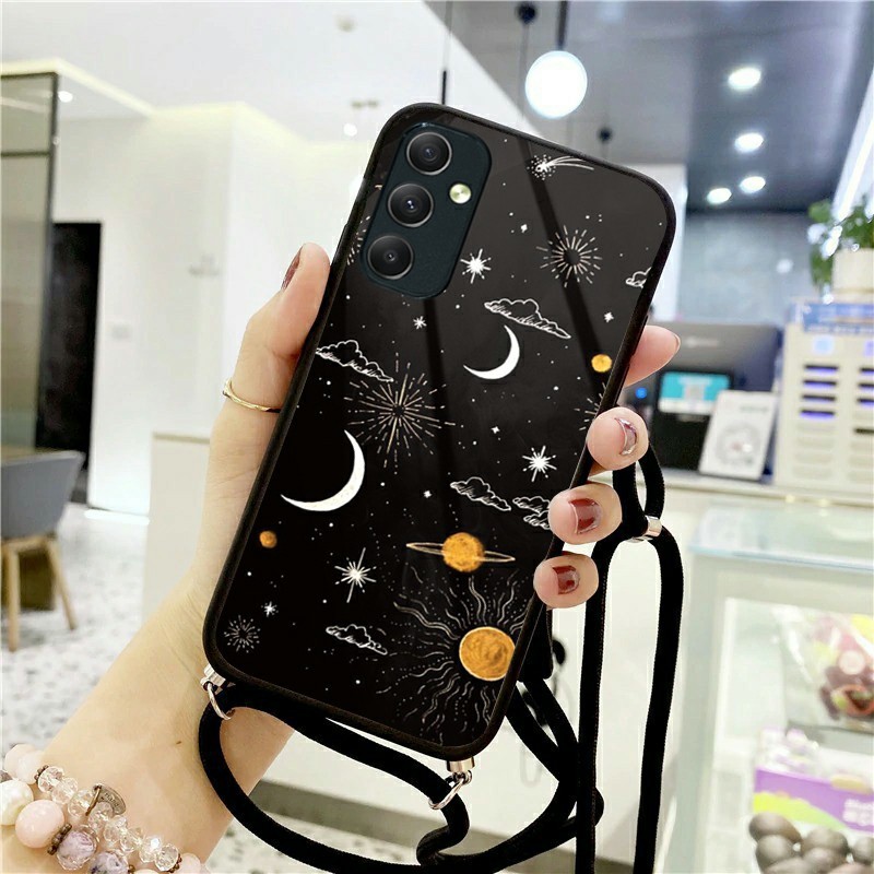 Softcase Kaca + Tali Case Samsung A15 Terbaru 2024 [CG456] - Kesing Hp Samsung A15 2024 - Case Hp Sa