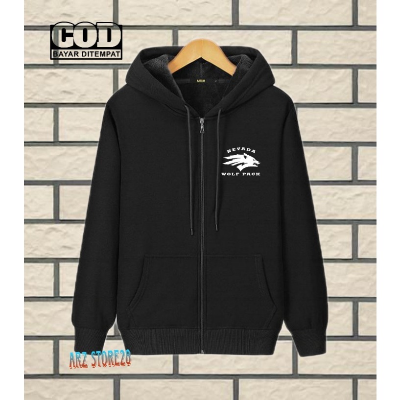 Terlaris  Free Jaket Resleting Text Putih Nevada 09 Sweater Distro Terbaru Hoodie Termurah Pakaian P
