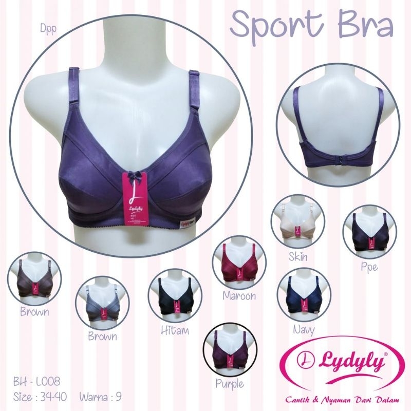 Bra Sports Lydyly L008 (Lidily) / Bh Lydyly Busa Tipis Tanpa Kawat Cup Full