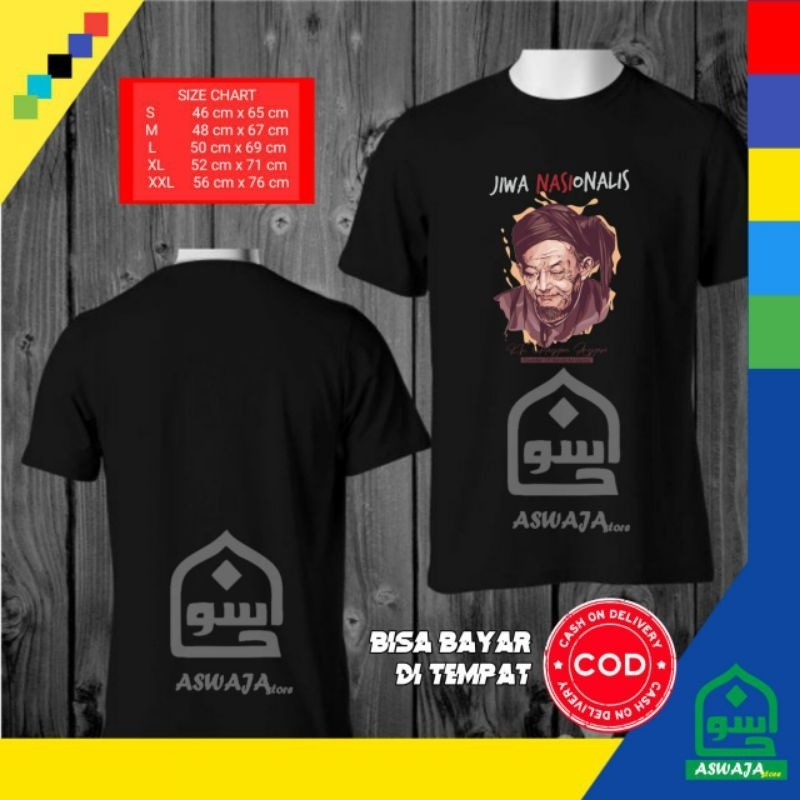 Kaos KH. Hasyim Asy'ari Print Depan | Kaos Tokoh Islami Nasional Terlaris Terbaru