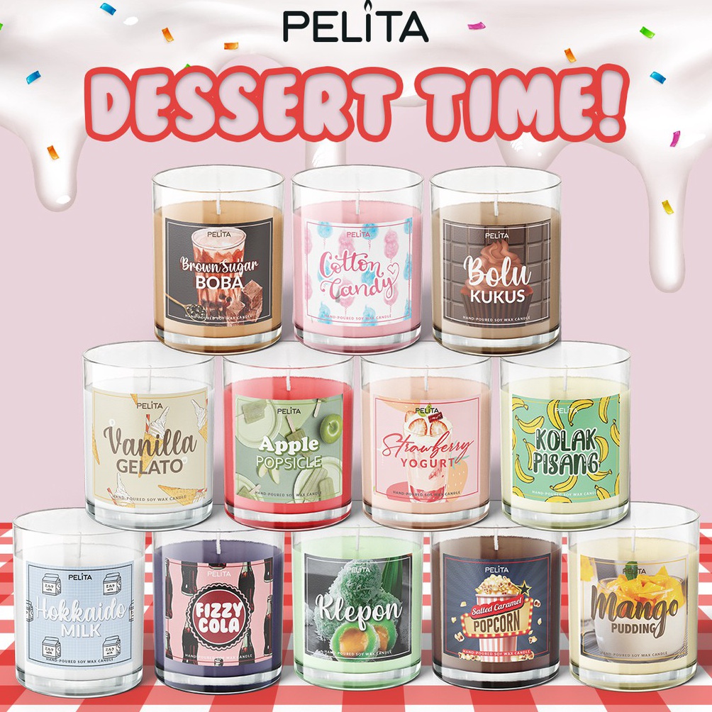 Ready PELITA CANDLE DESSERT TIME  PREMIUM SOY WAX SCENTED CANDLE LILIN WANGI AROMATERAPI 8ml ED CARA