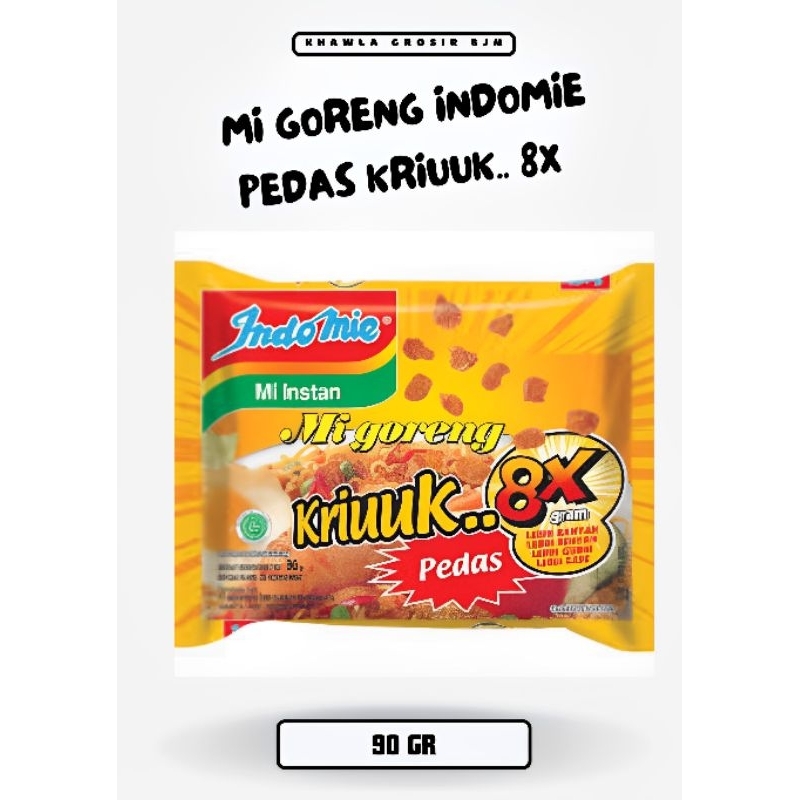 

MIE GORENG PEDAS KRIUUK 8X INDOMIE LEBIH BESAR ENAK PEDAS GURIH RENYAH EXTRA TOPPING 90 GR PLUS KARDUS