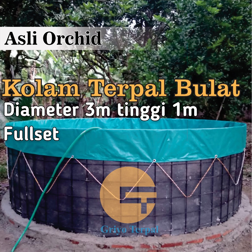 Orchid Kolam Terpal Bulat Diameter 3m tinggi 1m Fullset Kolam Terpal Ikan