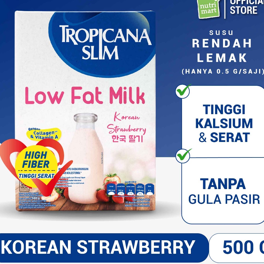 

MEGA SALE Tropicana Slim Low Fat Milk Korean Strawberry 5 gram Susu Diet dengan Kolagen