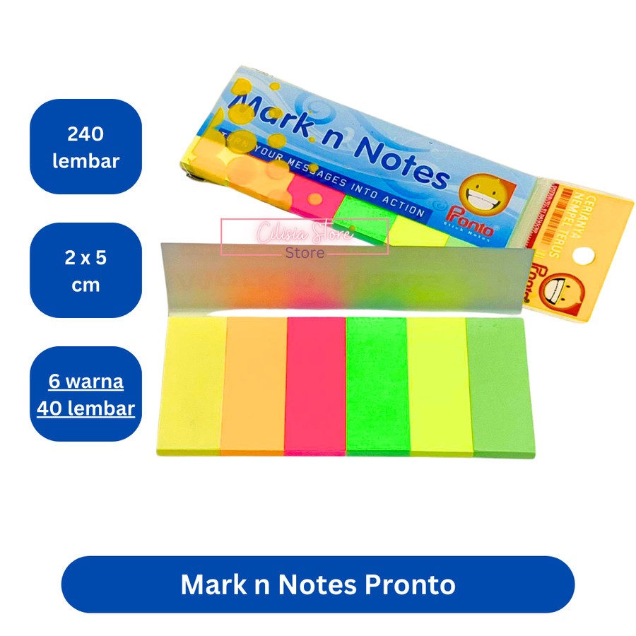 

Pembatas Buku Sticky Note Mark n Notes Pronto 6 Warna Memo Penanda