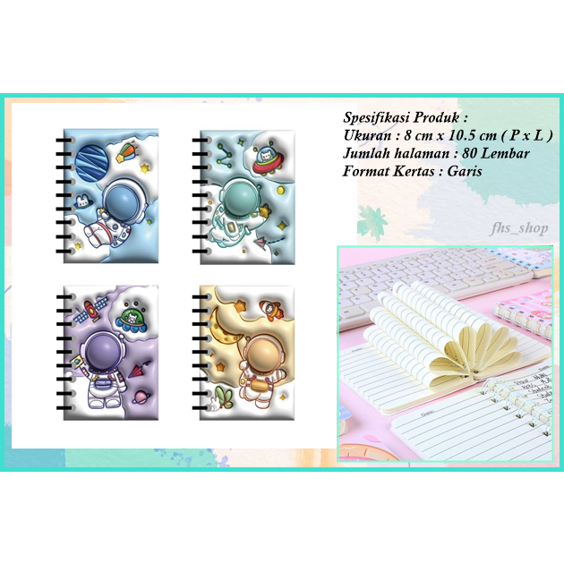 

Notebook Scrapbook A7 Notebook Mini Cute Notebook Lucu A7 Notebook Aesthetic Astronout 3D Notebook