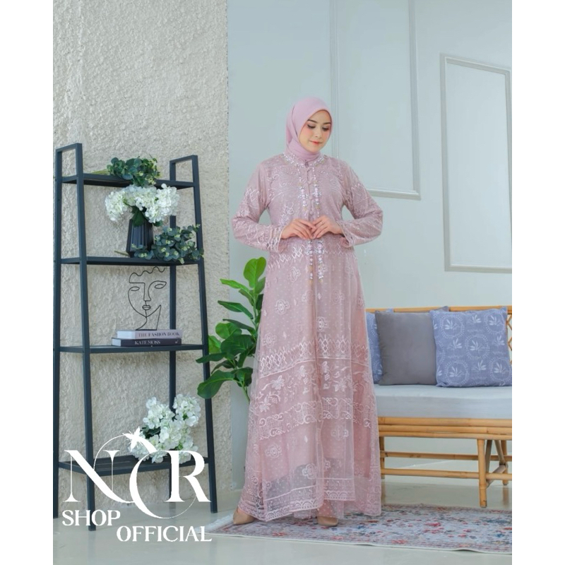 Nesya Dress/ Gamis Tulle Etnic Premium/ Gamis Terbaru/ Gamis Kekinian/ Gamis Modern