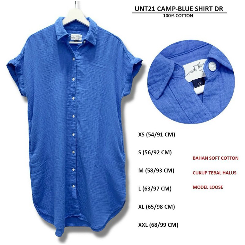 Dress Model Kemeja (Shirt Dress) Warna Biru Brand UNIVERSAL THREAD Original