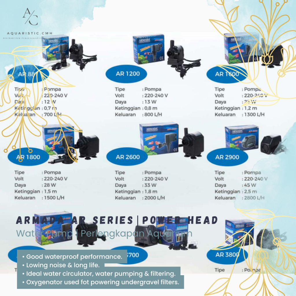 ARMADA - AR 1600 Pompa Aquarium Pompa Celup Aquarium Aquascape