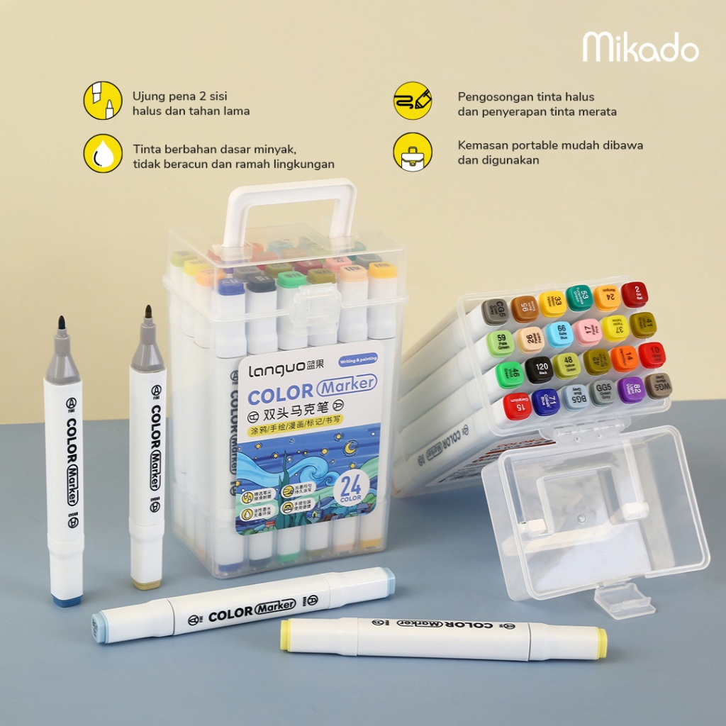 

Languo Color Marker Set Double Tip / Spidol 2 sisi