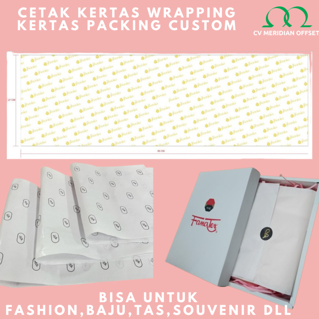 (custom logo) Kertas wrapping kertas bungkus kertas hampers packing kemasan doorslag