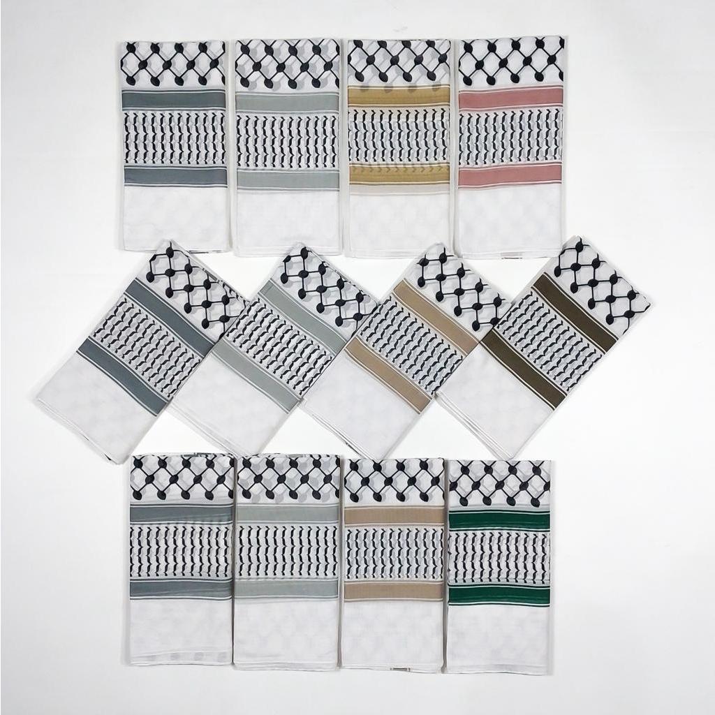 Kerudung Motif Keffiyeh Palestina original by Miss Color | Ultrafine Plyspun 120*120 CM Hijab Size |
