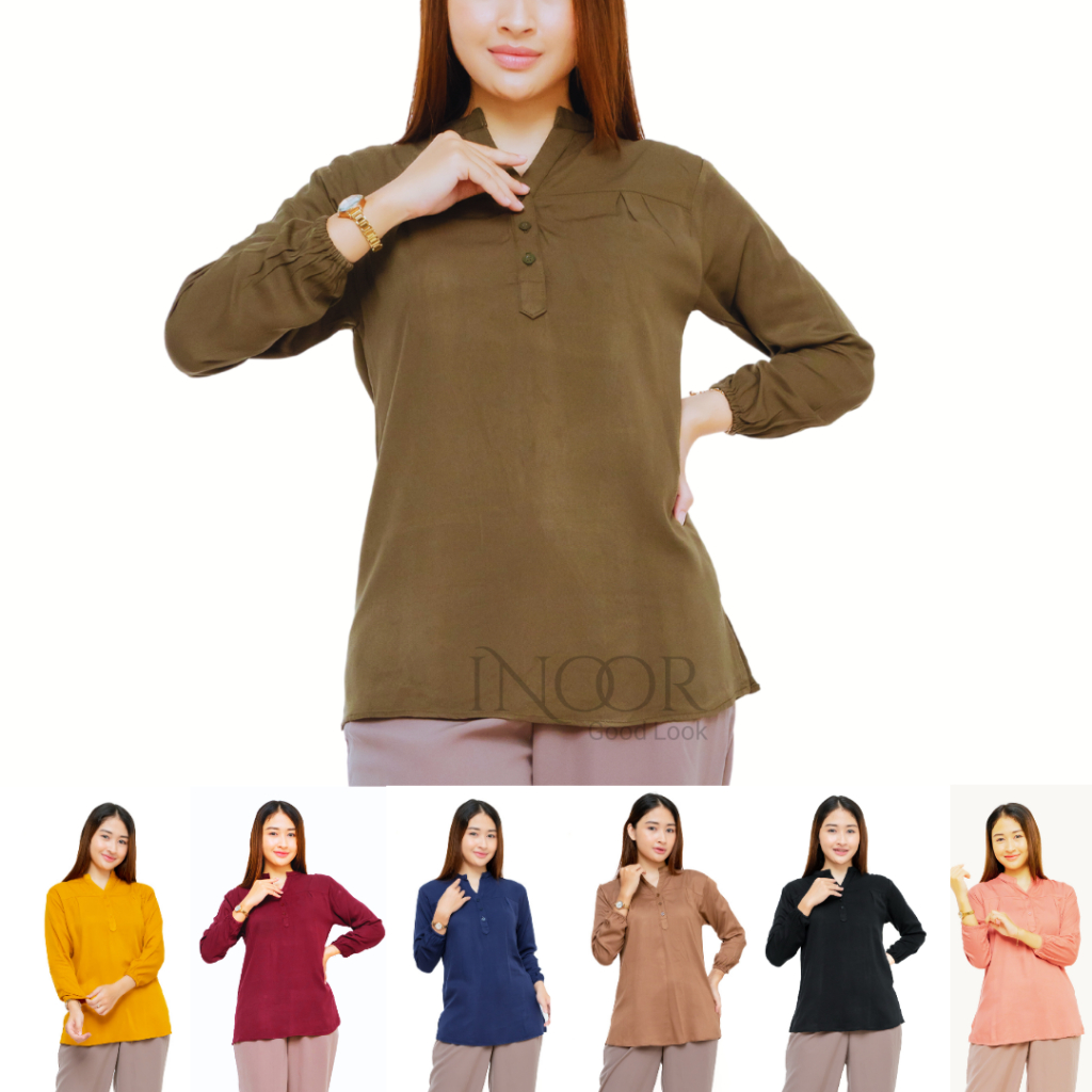 Alena Blouse Size Standar dan Jumbo Cotton Twill Rayon Uniqlo// ATASAN WANITA // BLUS KERJA // ALENA