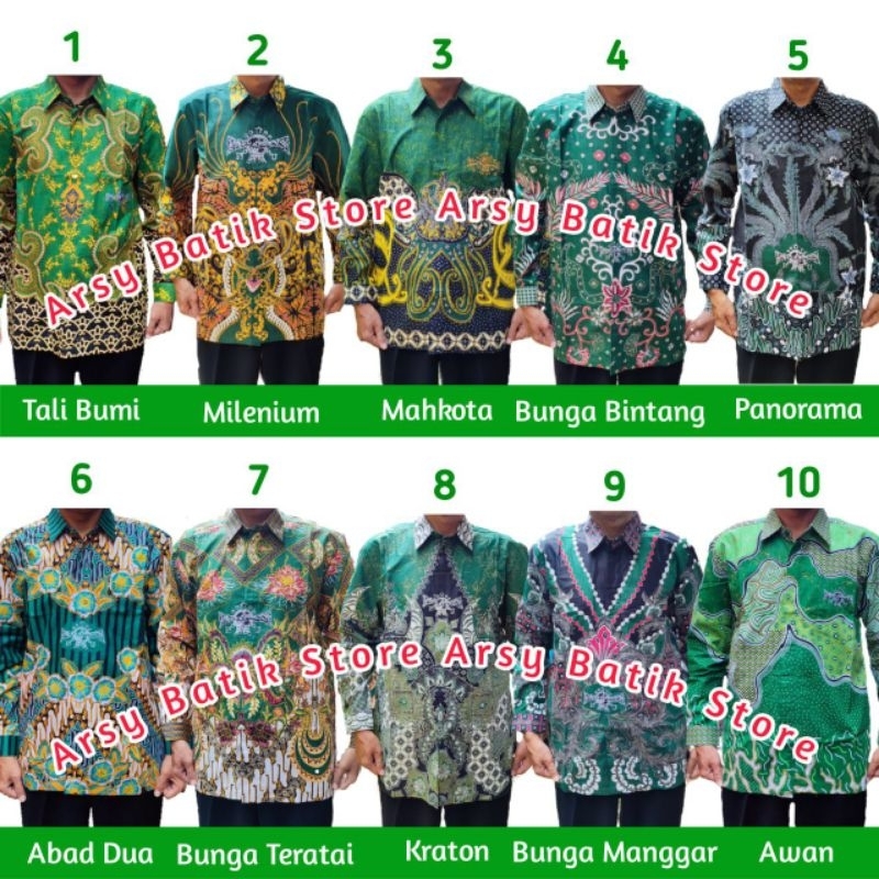 [ PROMO ]Baju Batik Nu Kemeja Batik Nu Motif Milenium / Tali Bumi / Satu Abad Dua/ Awan/ Mahkota / P