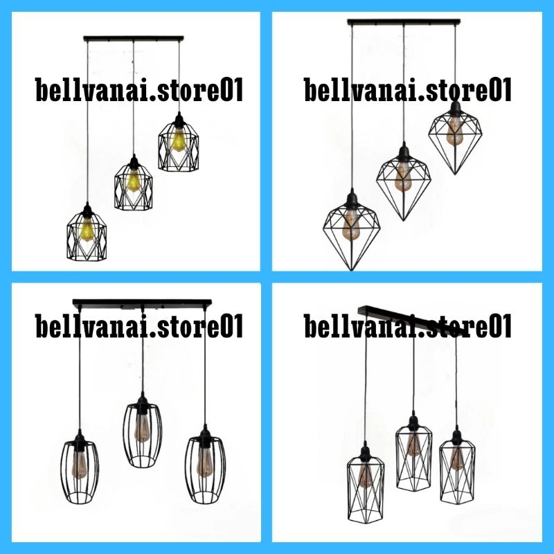 Lampu Gantung Minimalis Lampu Hias Modern Hitam Bahan Besi Dekorasi Ruang Tamu Plafon Rumah